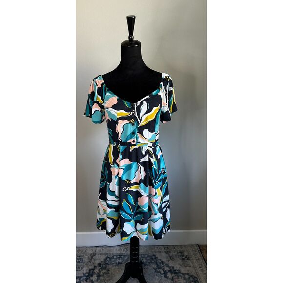 NWT ROXY Women's "Shimmy Over" Anthracite Paradiso Short V Neck Sundress Size S - Picture 1 of 12